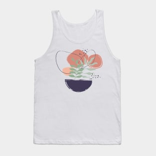 Abstract shapes lines and tropical leaves digital design Tank Top